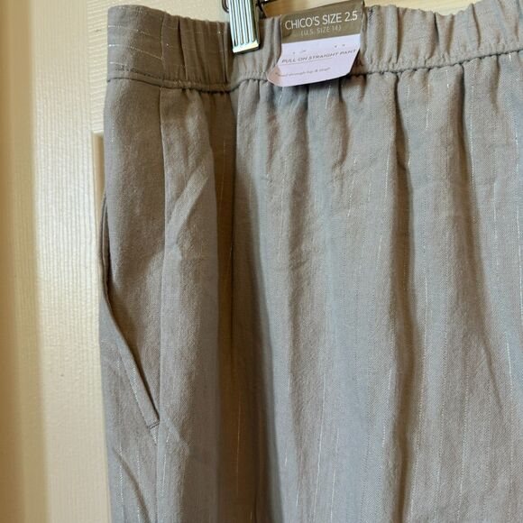 Chico's NEW Pants 2.5 Elasticized Waist Silver Pinstripe (Women's 14) - Picture 4 of 10